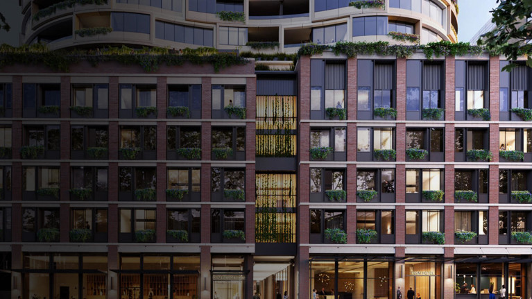 Front view of an apartment building
