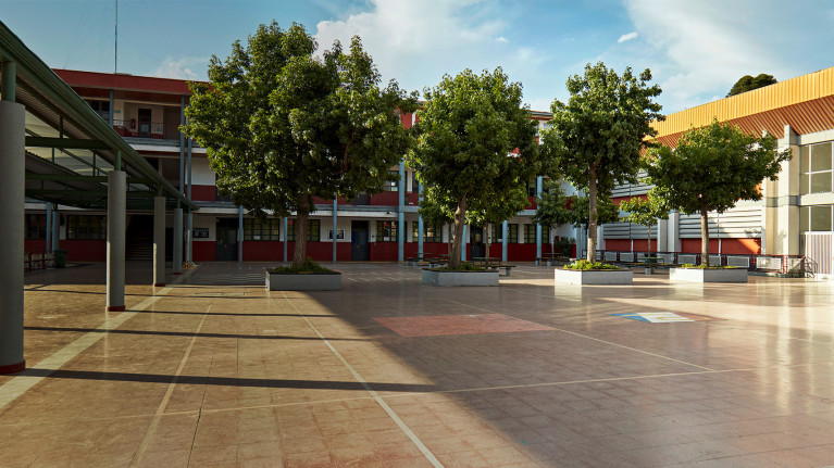 An empty school backyard