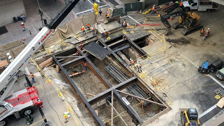 Aerial view of a construction site